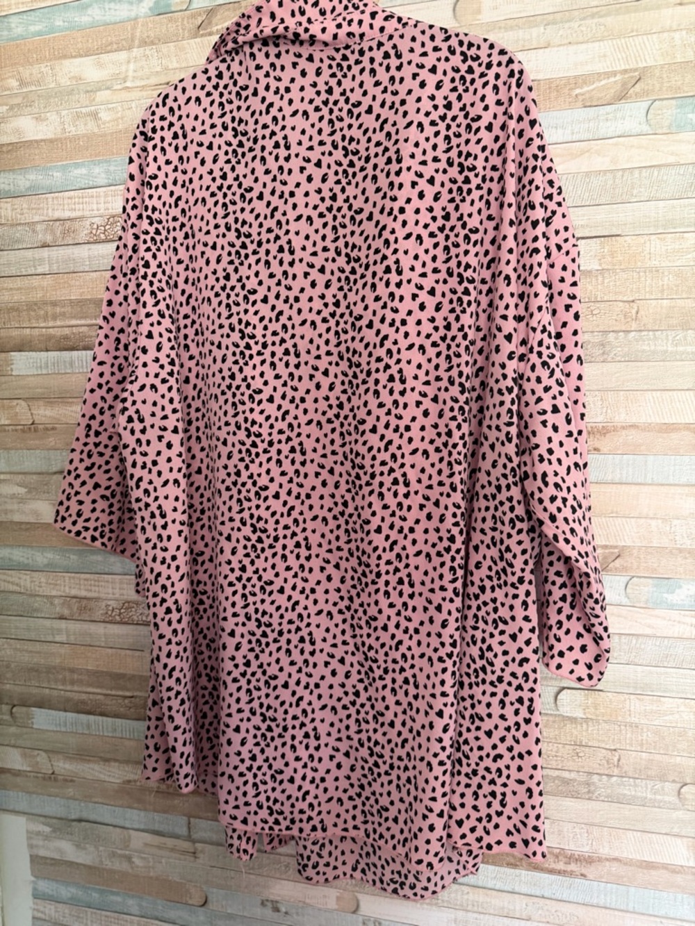 Pink Black Spot Print Kimono Cardigan